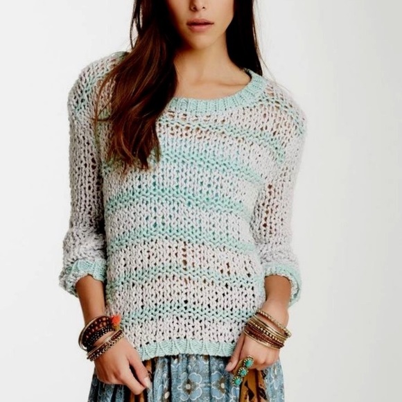 FREE PEOPLE Provence striped cloud combo sweater - Picture 1 of 8